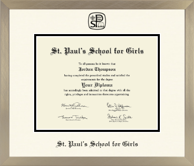 St. Paul's School For Girls diploma frame - Icon in Light Champagne