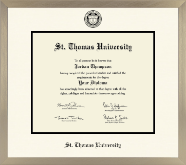 St. Thomas University diploma frame - Icon in Light Champagne