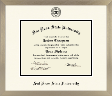 Sul Ross State University diploma frame - Icon in Light Champagne