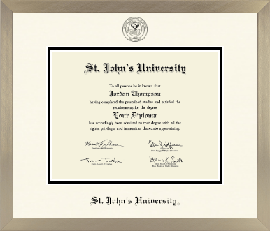 St. John's University, New York diploma frame - Icon in Light Champagne