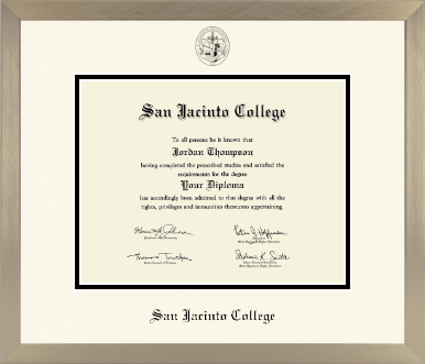 San Jacinto College diploma frame - Icon in Light Champagne