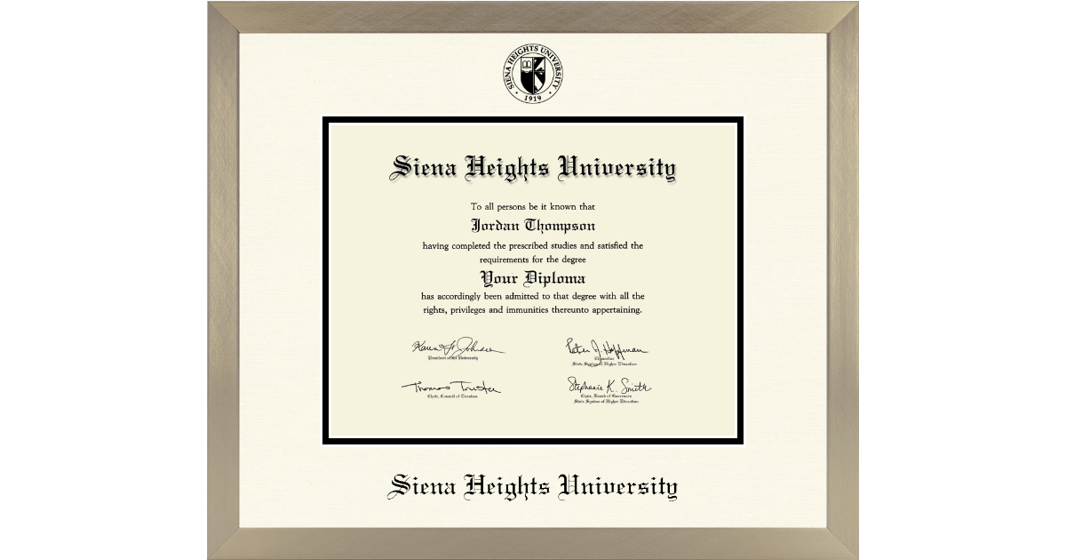 Siena Heights University Diploma Frame | Church Hill Classics