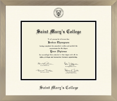Saint Mary's College diploma frame - Icon in Light Champagne