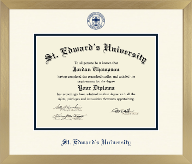 St. Edward's University diploma frame - Icon in Chardonnay