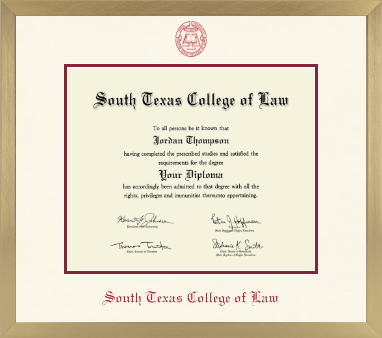South Texas College of Law diploma frame - Icon in Chardonnay