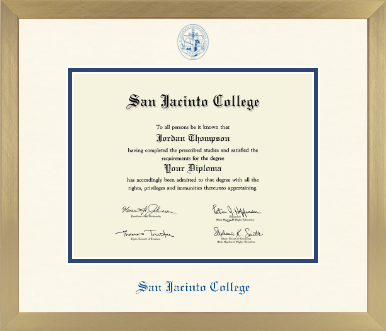 San Jacinto College diploma frame - Icon in Chardonnay