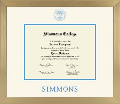 Simmons College diploma frame - Icon in Chardonnay
