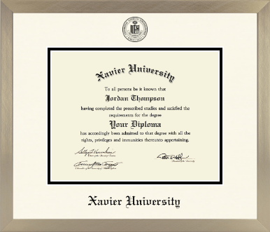 Xavier University diploma frame - Icon in Light Champagne