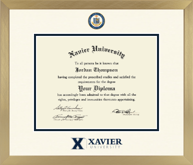 Xavier University diploma frame - Icon in Chardonnay