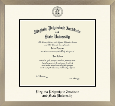 Virginia Tech diploma frame - Icon in Light Champagne