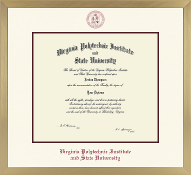Virginia Tech diploma frame - Icon in Chardonnay