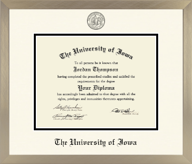 The University of Iowa diploma frame - Icon in Light Champagne