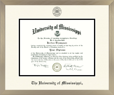 The University of Mississippi diploma frame - Icon in Light Champagne