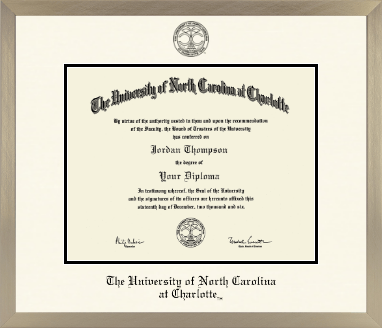 The University of North Carolina at Charlotte diploma frame - Icon in Light Champagne