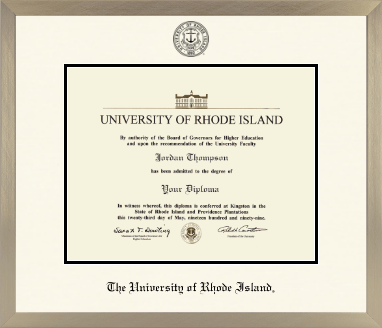 The University of Rhode Island diploma frame - Icon in Light Champagne