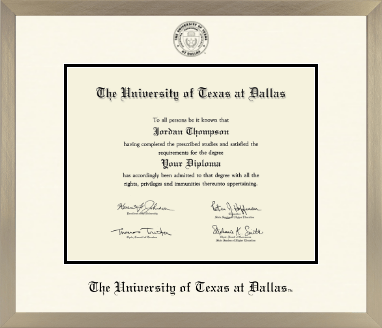 The University of Texas at Dallas diploma frame - Icon in Light Champagne