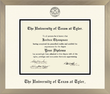 The University of Texas at Tyler diploma frame - Icon in Light Champagne