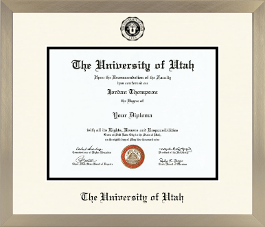 The University of Utah diploma frame - Icon in Light Champagne