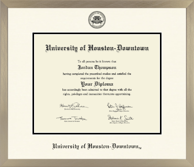 University of Houston Downtown diploma frame - Icon in Light Champagne