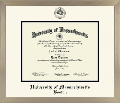 University of Massachusetts Boston diploma frame - Icon in Light Champagne