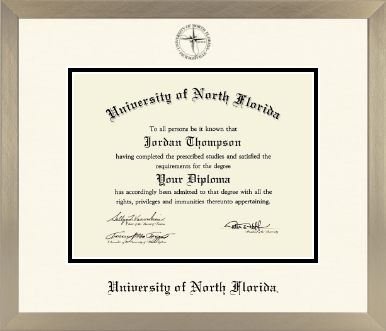 University of North Florida diploma frame - Icon in Light Champagne