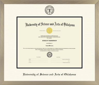 University of Science and Arts of Oklahoma diploma frame - Icon in Light Champagne