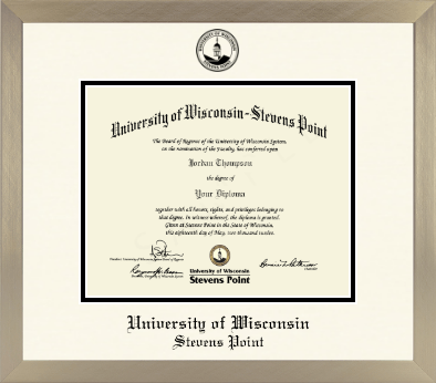 University of Wisconsin Stevens Point diploma frame - Icon in Light Champagne