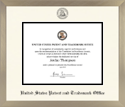 US Patent and Trademark Office diploma frame - Icon in Light Champagne