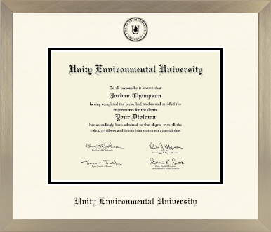 Unity Environmental University diploma frame - Icon in Light Champagne