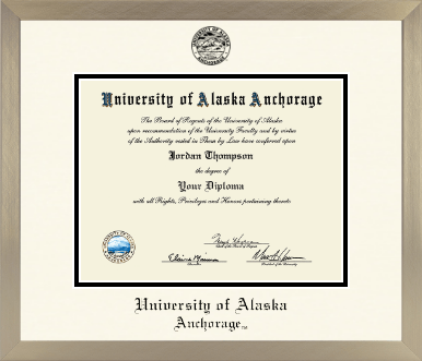 University of Alaska Anchorage diploma frame - Icon in Light Champagne