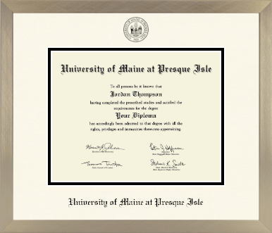 University of Maine at Presque Isle diploma frame - Icon in Light Champagne