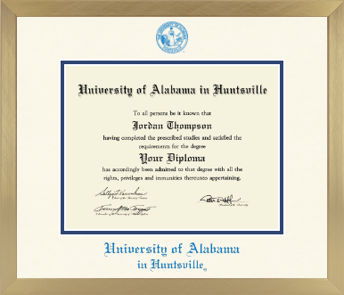 The University of Alabama Huntsville diploma frame - Icon in Chardonnay