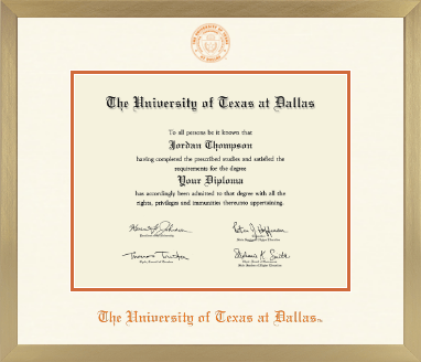 The University of Texas at Dallas diploma frame - Icon in Chardonnay