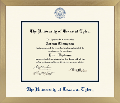 The University of Texas at Tyler diploma frame - Icon in Chardonnay