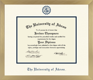 The University of Akron diploma frame - Icon in Chardonnay