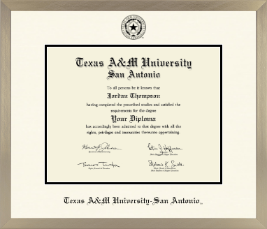 Texas A&M University at San Antonio diploma frame - Icon in Light Champagne