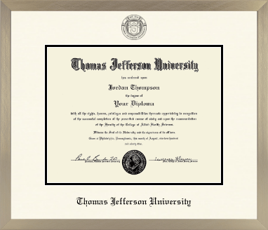 Thomas Jefferson University diploma frame - Icon in Light Champagne