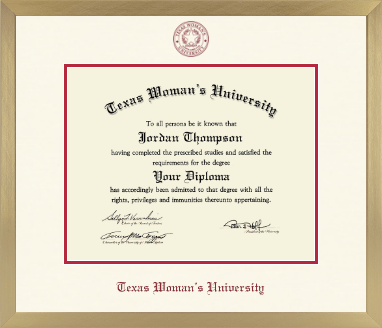 Texas Woman's University diploma frame - Icon in Chardonnay