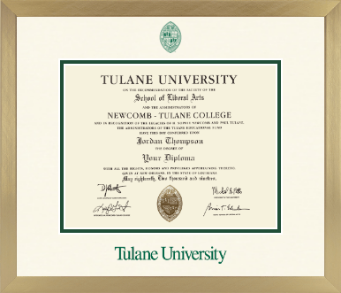 Tulane University diploma frame - Icon in Chardonnay