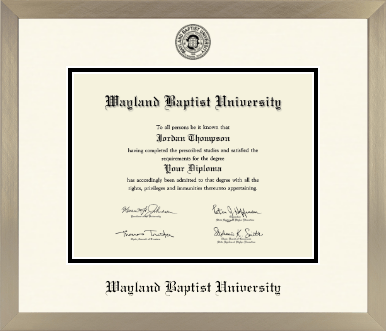 Wayland Baptist University diploma frame - Icon in Light Champagne