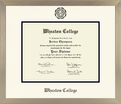 Wheaton College in Illinois diploma frame - Icon in Light Champagne