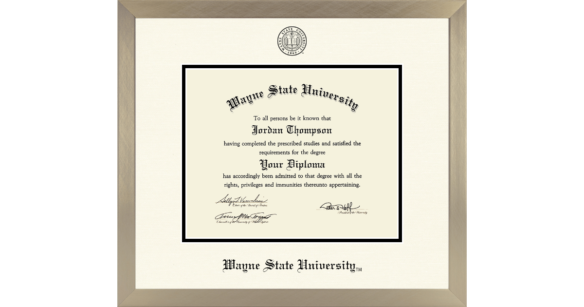 Cornice Per Diploma Campus Images – Wayne State University, Legno Premium, 20,3x25,4cm, Made In USA