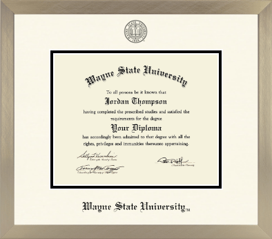 Wayne State University diploma frame - Icon in Light Champagne