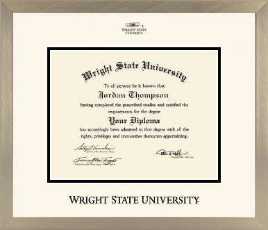 Wright State University diploma frame - Icon in Light Champagne