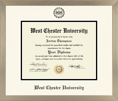 West Chester University diploma frame - Icon in Light Champagne