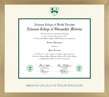 Arkansas Colleges of Health Education diploma frame - Icon in Chardonnay