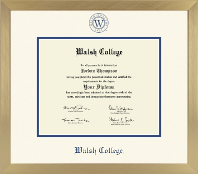 Walsh College diploma frame - Icon in Chardonnay