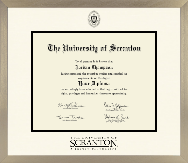 The University of Scranton diploma frame - Icon in Light Champagne
