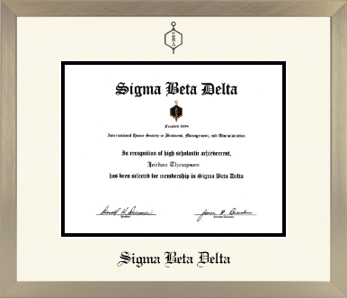 Sigma Beta Delta Honor Society diploma frame - Icon in Light Champagne