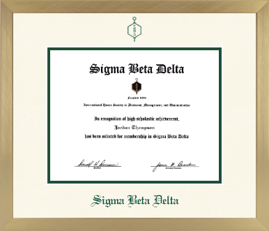 Sigma Beta Delta Honor Society diploma frame - Icon in Chardonnay